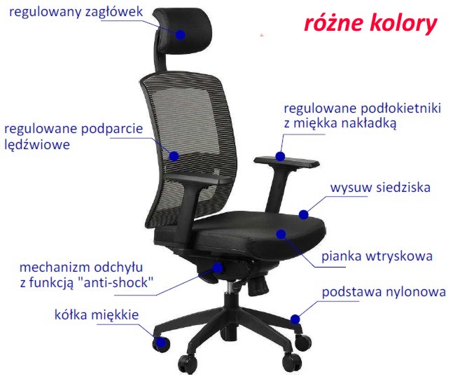 fotel biurowy EF-GN301 ergonomiczny